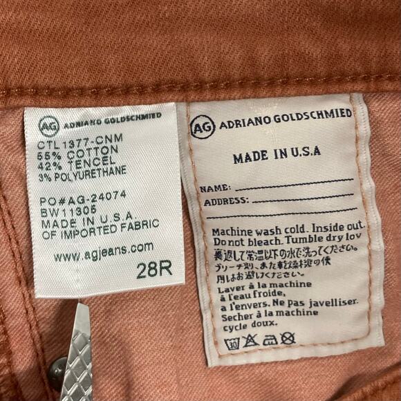 NWOT ADRIANO GOLDSCHMIED Jeans 28 Orange Brown”Stevie Ankle Slim Straight”Cotton - Picture 6 of 11